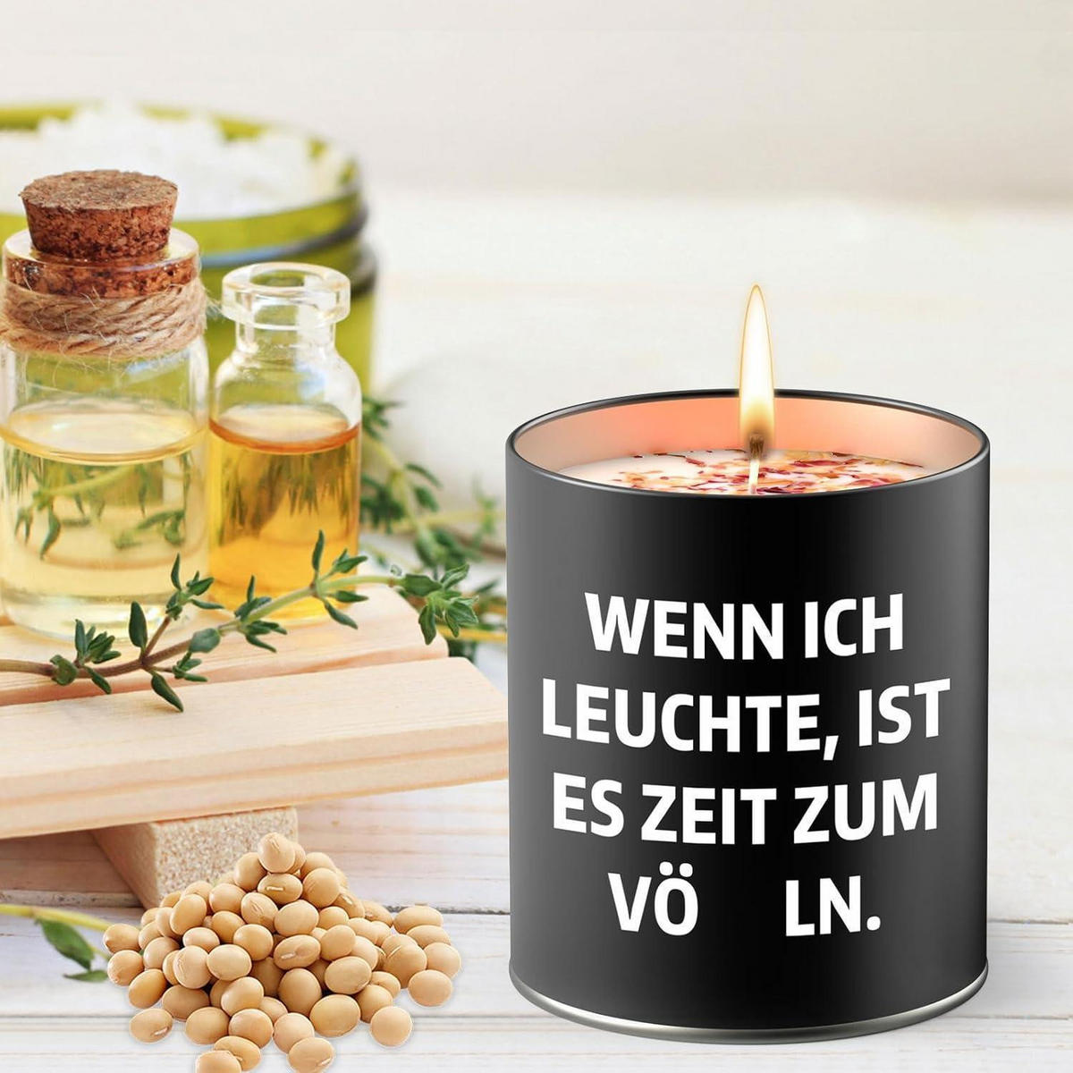 DUFTKERZE im Glas Holzduft 9oz - Schwarz, Paraffin (6cm)