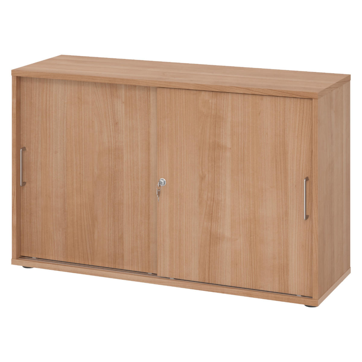 SCHIEBETÜRENSCHRANK - 2 Ordnerhöhen 40/120/74,8 cm in Nussbaumfarben Bügelgriff (Metall) - Nussbaumfarben, Holzwerkstoff (120/74.8/40cm) - bümö