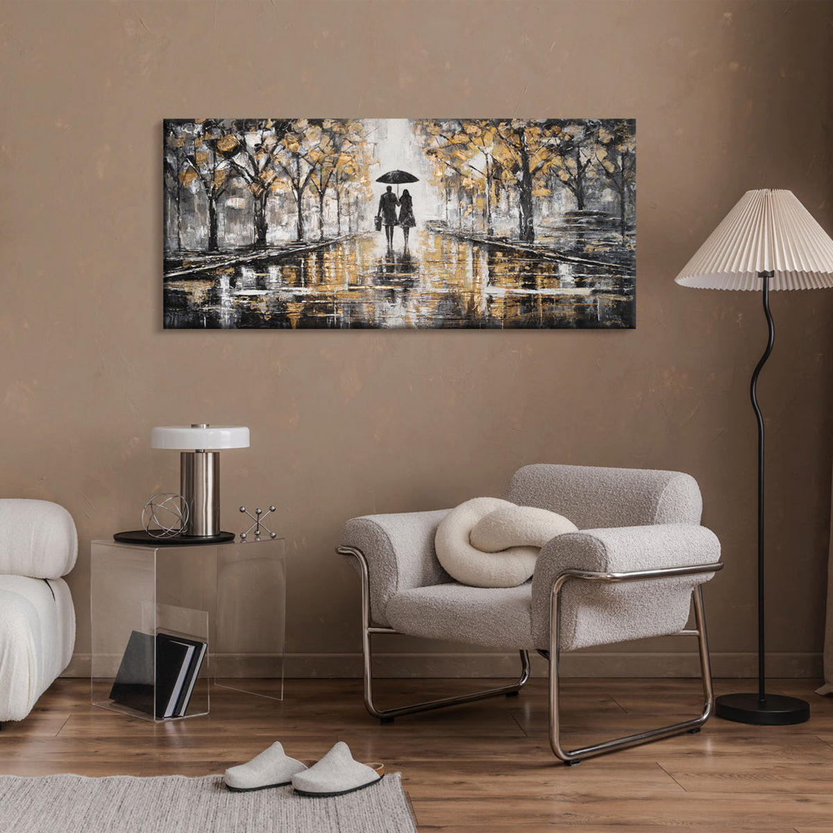 GEMÄLDE Zusammen gehen auf Keilrahmen 115x50 cm - Schwarz, Holz (115/50cm) - YS-art gallery