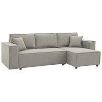 ECKSCHLAFSOFA Neapol mit Bettkasten, 255 cm, Cord-Stoff, Cappuccino - Schwarz/Cappuccino, Textil (256/148cm) - Beautysofa