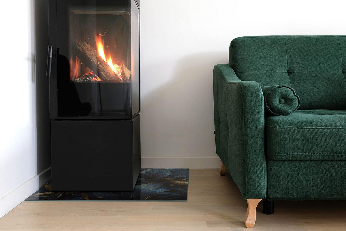 GLASPLATTE für Kamin 60x40 cm Marineblau - Dunkelblau, Glas (60/40/0.4cm) - ArtPrintCave