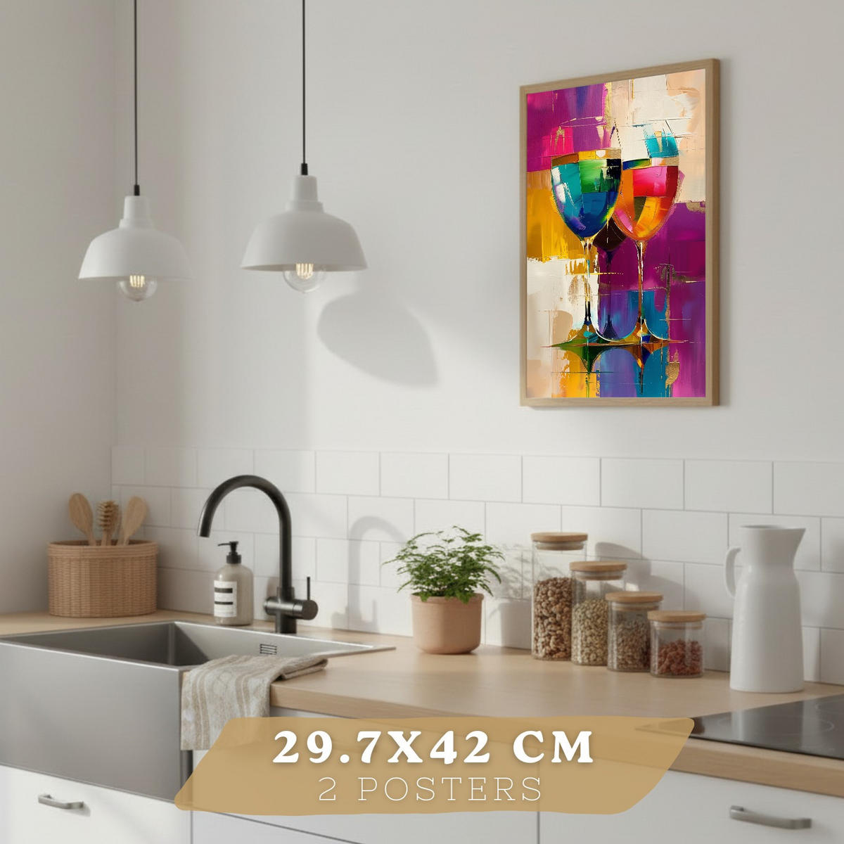 PLAKAT Sada 2 Pop Wine A3 Černý rám - černá, papír (29.7/1/42cm) - Nacnic