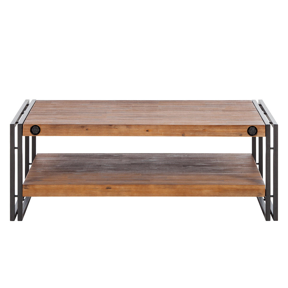 COUCHTISCH mit Ablage - 110 cm - Akazie massiv / Stahl - Akazie / Anthrazit - Akaziefarben/Grau, Holz/Metall (70/110/40cm) - home24