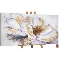 GEMÄLDE Goldene Pfingstrose auf Keilrahmen 200x100 cm - Goldfarben, Holz (200/100cm) - YS-art gallery
