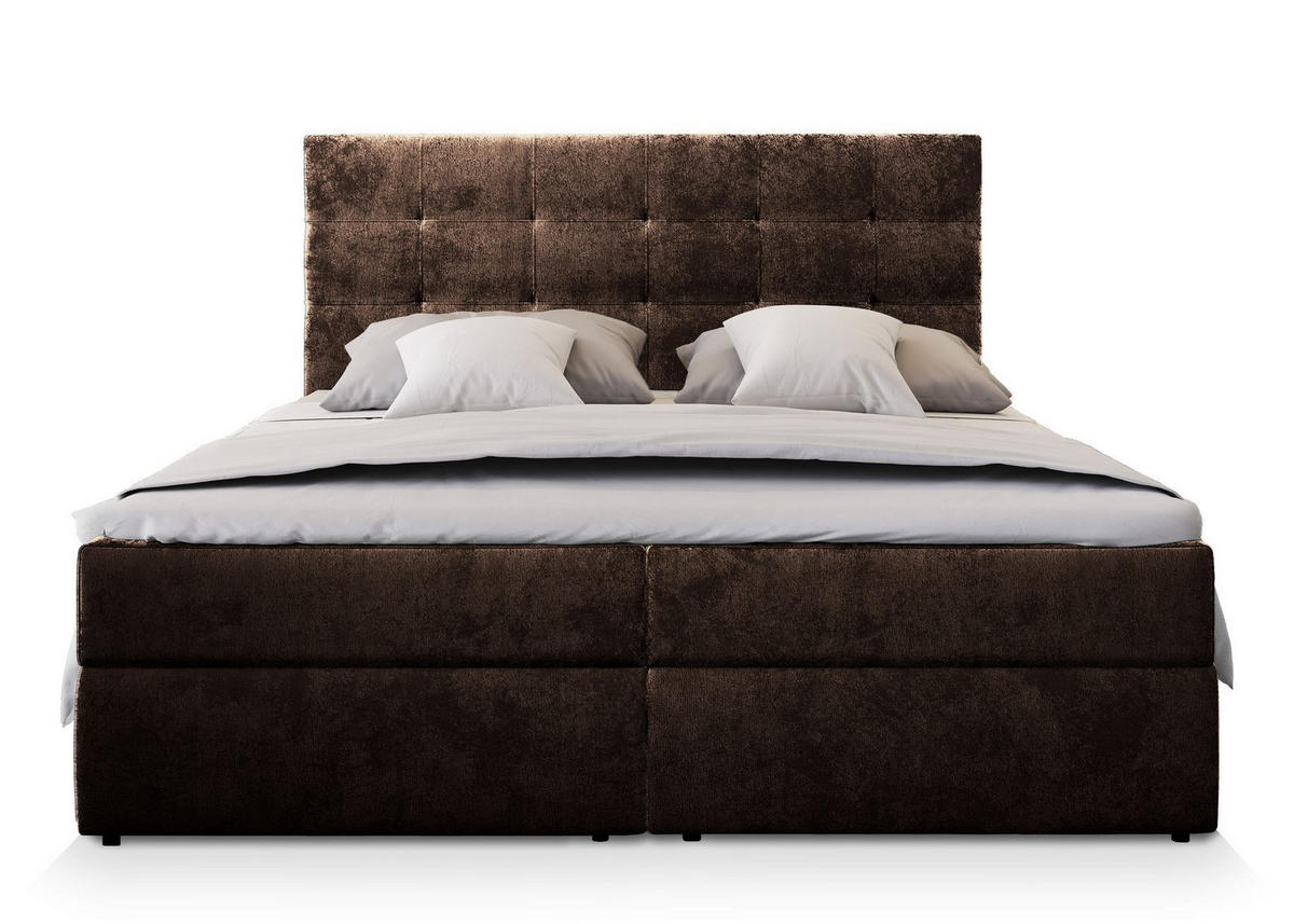POSTEL BOXSPRING GLOS 160x200 cm, s matrací a úložným prostorem, hnědá - hnědá, kompozitní dřevo/textil (160/200cm) - MASSENO