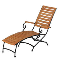 GARTENLIEGE - Akazie massiv / Stahl - Akazie / Schwarz - Schwarz/Akaziefarben, Holz/Metall (65/90/136cm) - home24