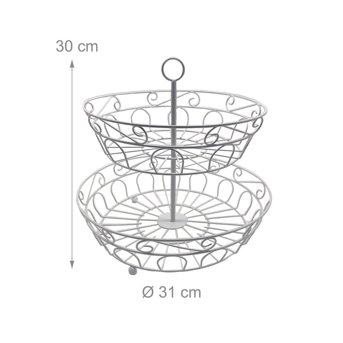 OBST-ETAGERE - Weiß, Metall (31/30cm) - Relaxdays