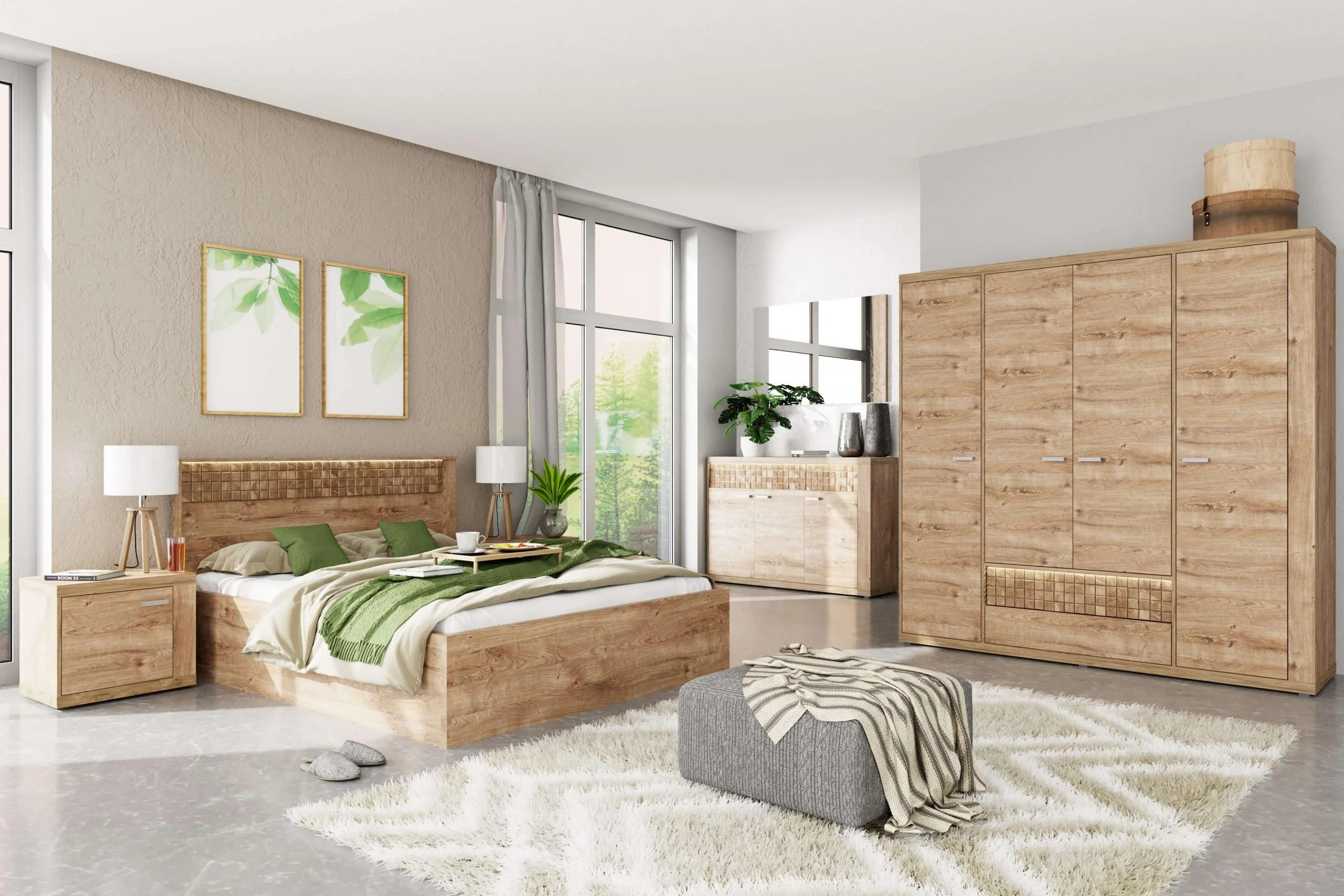KOMMODE NATURAL N-8 - Eichefarben, Holzwerkstoff (147/100/41cm) - Meblini
