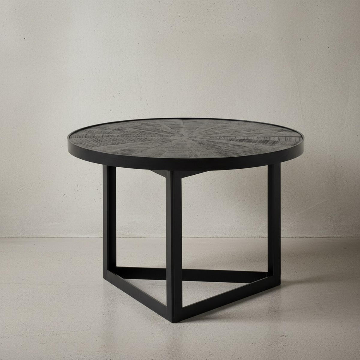COUCHTISCH Schwarz Massivholz Mango Rund 58x58x40 cm Industrial Design - Schwarz, Holz/Metall (58/58/40cm) - KADIMA DESIGN