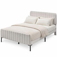 POLSTERBETT 140/200 cm in Grau & Beige Leinen mit Verstellbarem Kopfteil und Lattenrost - Beige, Holzwerkstoff/Textil (140/200cm) - CHICFURN
