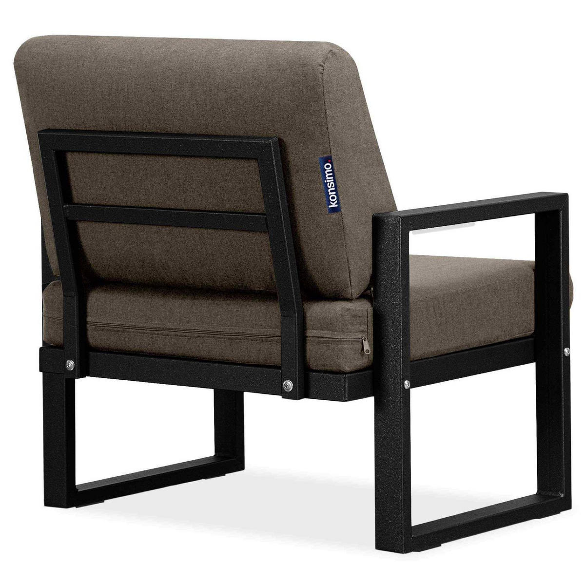 GARTENSESSEL FRENA ,Schwarz/Beige - Beige/Schwarz, Textil/Metall (70/65/60cm) - KONSIMO®
