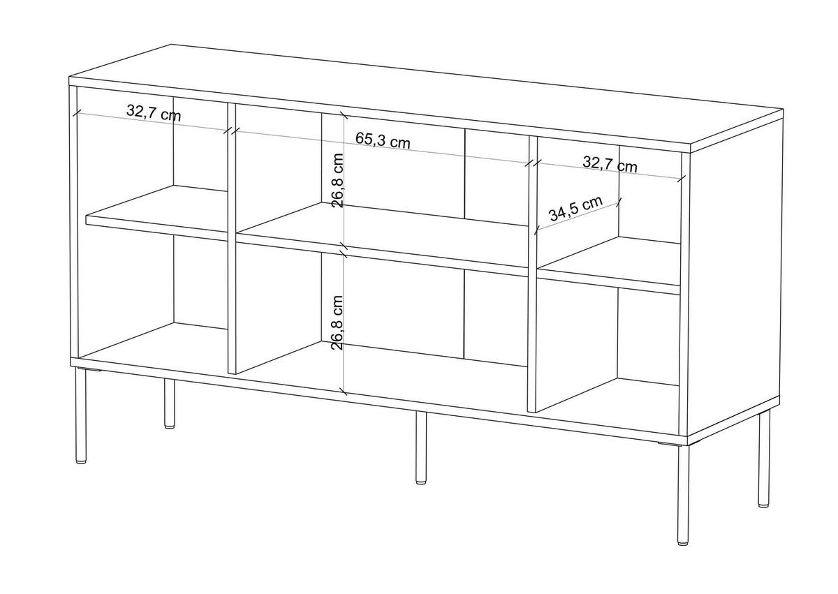 SIDEBOARD Merlin, Weiß, Goldene Details - Goldfarben/Weiß, Holzwerkstoff/Metall (138/79/40cm) - Skandica