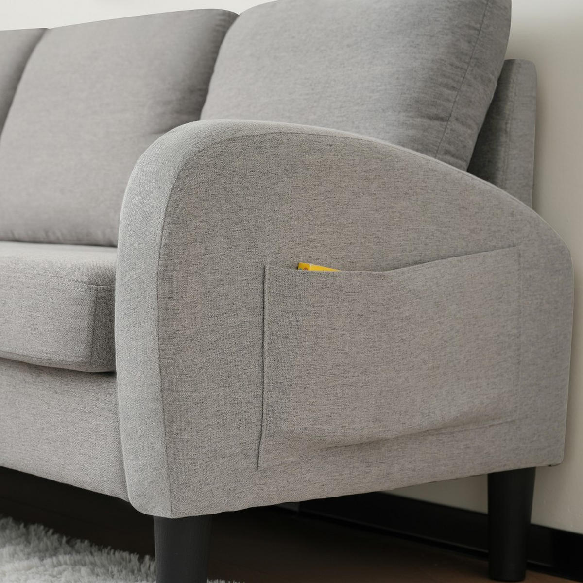 ECKSOFA 166 x 118 x 77 cm in Grau mit Chaiselongue - Grau, Kunststoff/Textil (118/116cm) - KOMHTOM