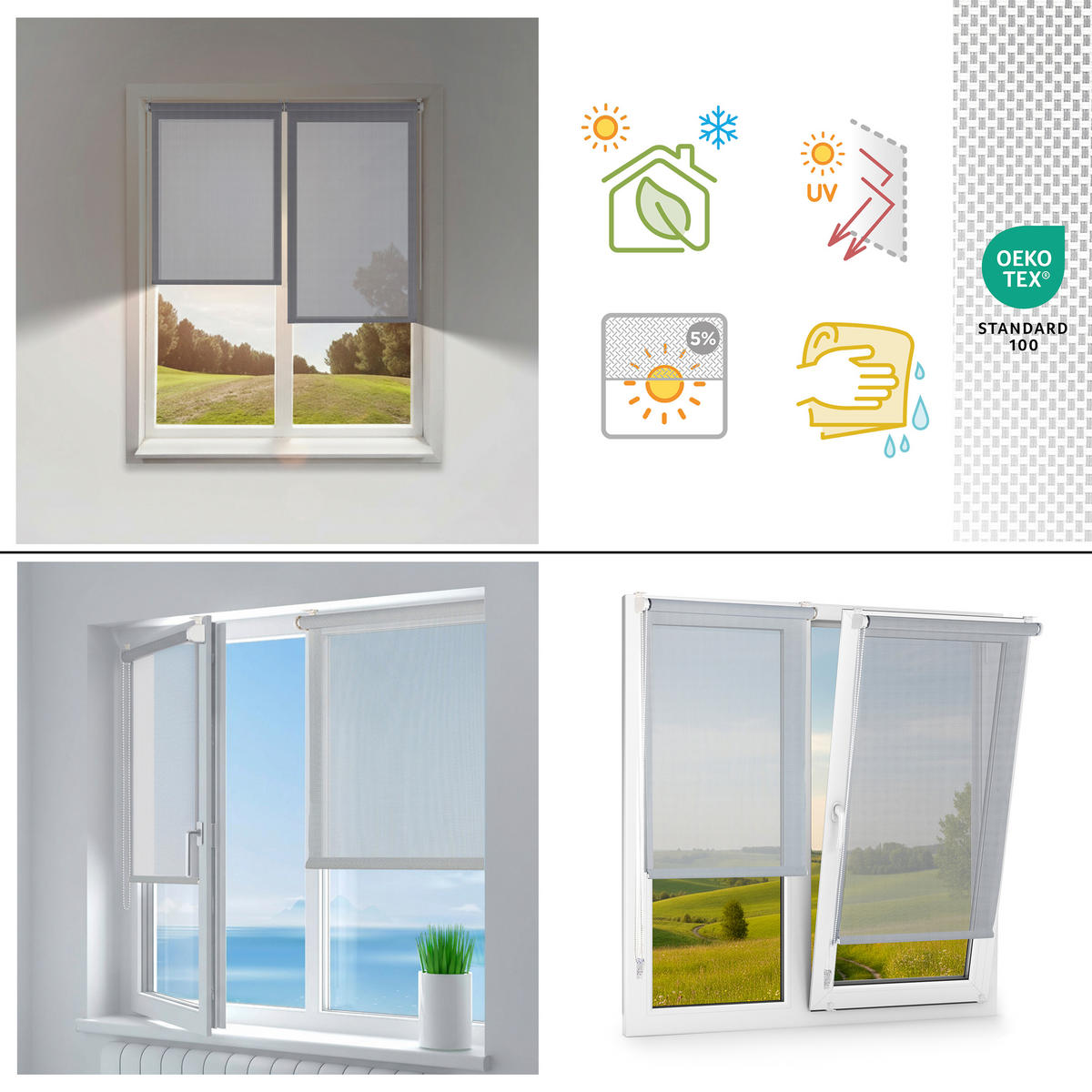SCREEN-ROLLO without drilling 75X180 - Ecru, Kunststoff (75/180cm) - STORESDECO