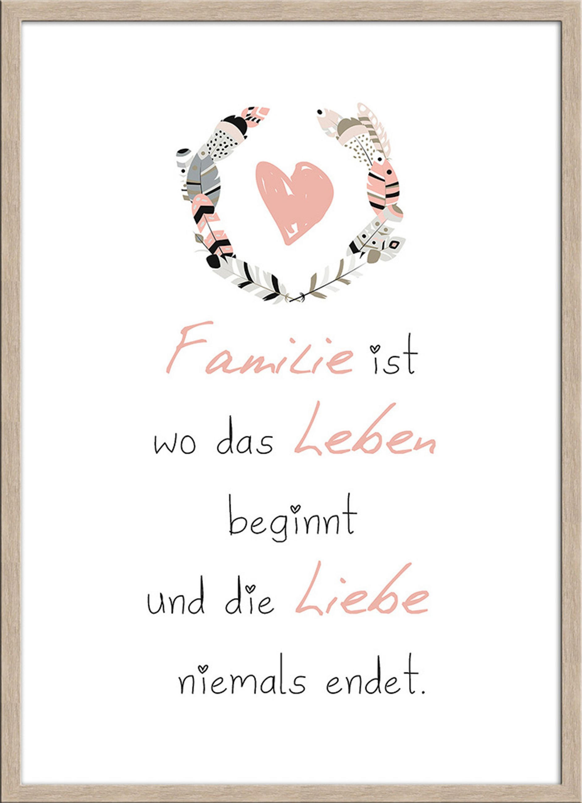 BILD mit Rahmen 51x71 cm Spruch: Familie Liebe - Beige, Holz (51/71cm) - artissimo