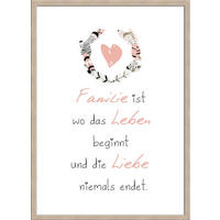 BILD mit Rahmen 51x71 cm Spruch: Familie Liebe - Beige, Holz (51/71cm) - artissimo