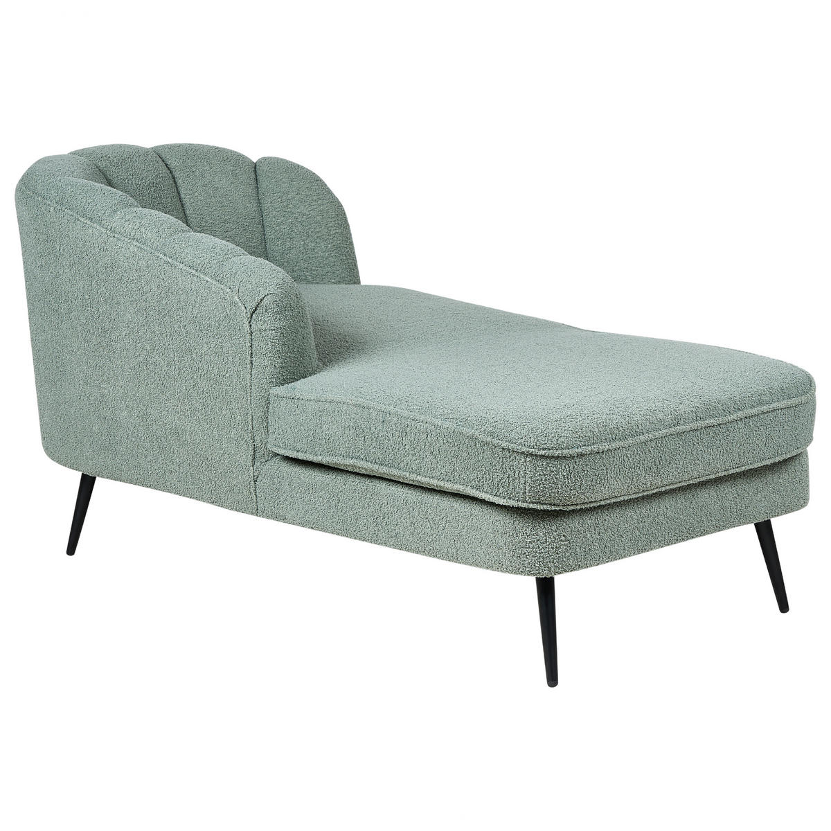 CHAISELONGUE Bouclé grün rechtsseitig Allier - Schwarz/Grün, Textil (150/75/76cm) - Beliani