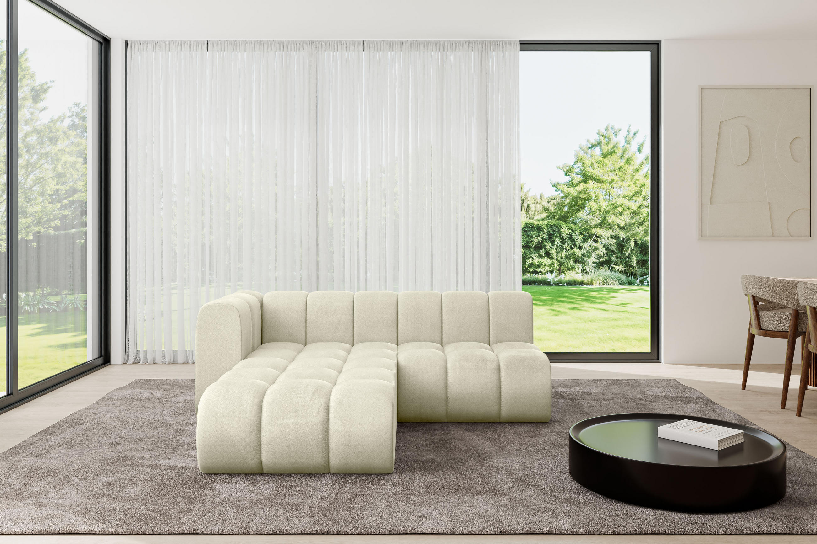 ECKSOFA modulares Sofa Darnel-L1 - 205x177x70 cm Beige - Beige, Holzwerkstoff/Textil (205/177cm) - ALTDECOR