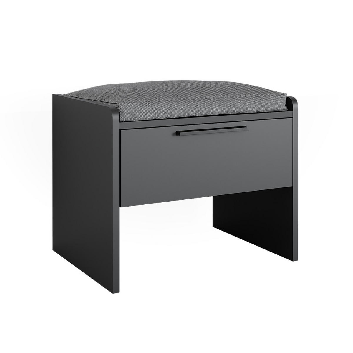 ESSZIMMERBANK Roman Schwarz 53.5 x 41.1 cm mit 1 Schublade - Schwarz, Holzwerkstoff (53.5/45.5/41.1cm) - Vicco