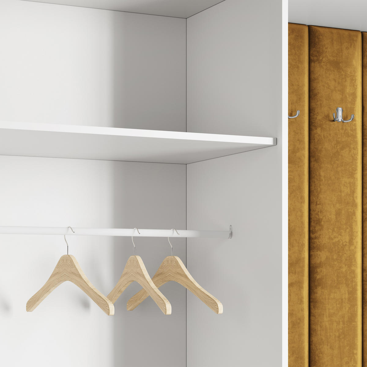 GARDEROBENSCHRANK REMA 200/240/60 cm Modern Garderobe-Set Kaschmir - Kaschmir/Gelb, Holzwerkstoff (200/240/60cm) - MASSENO