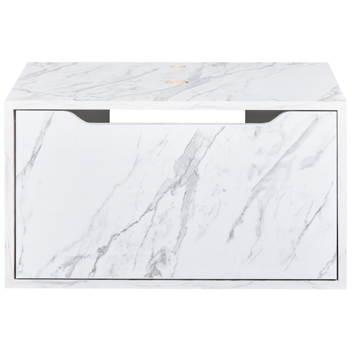WASCHBECKENUNTERSCHRANK wandmontiertk 60 cm Weißer Marmor Petrolina - Weiß, Holzwerkstoff (60/33/39cm) - Beliani