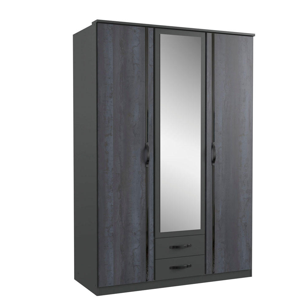 KLEIDERSCHRANK Duo graphit / Digilat Steel 135 / 58 / 198cm - Multicolor/Grau, Holz/Holzwerkstoff (135/198/58cm) - Wimex