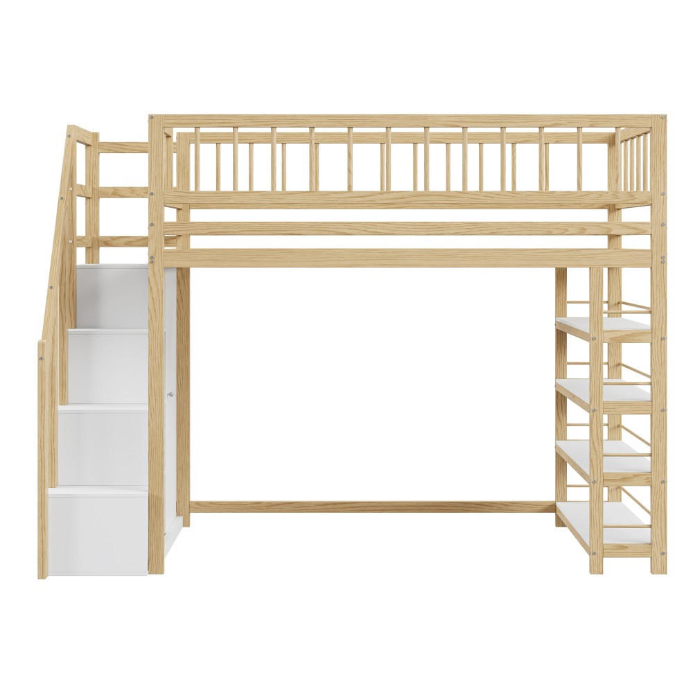 HOCHBETT 90 x 200cm mit Sicherheitskletterleiter，Holzfarbe - Naturfarben, Holz (90/200cm) - KOMHTOM