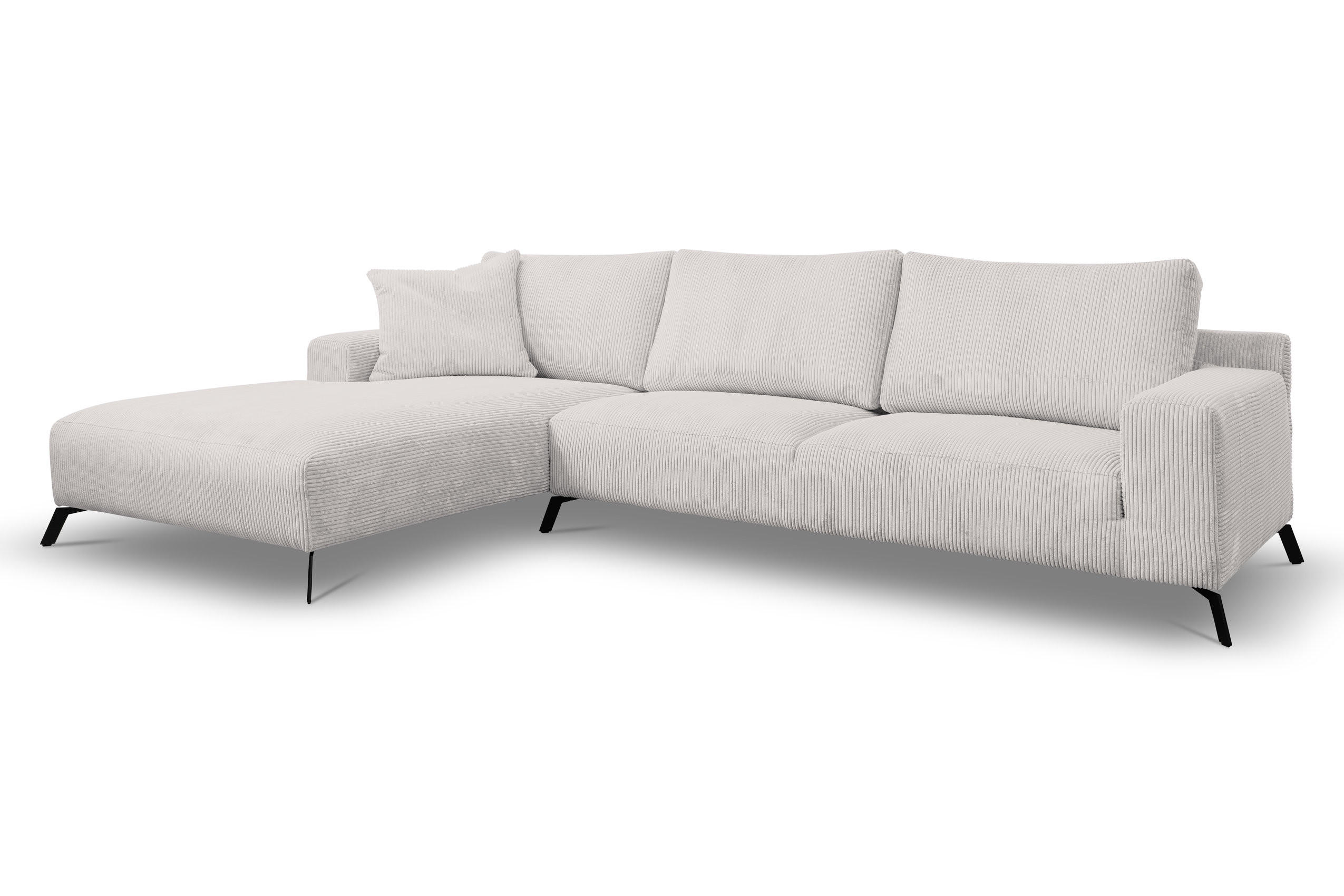 ECKSOFA Aspen in L-Form, Coach Farbe: Beige, Cordstoff, Ottomane Links - Beige, Textil (187/312cm) - VENASI MÖBEL