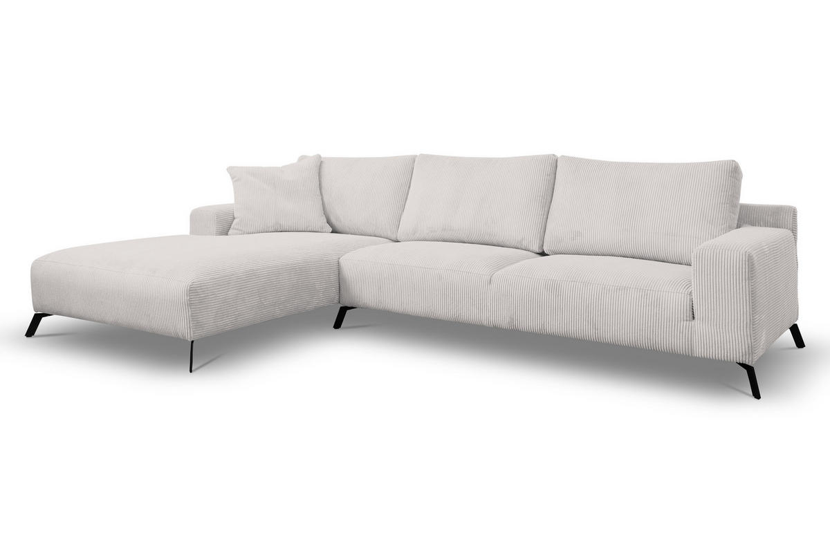 ECKSOFA Aspen in L-Form, Coach Farbe: Beige, Cordstoff, Ottomane Links - Beige, Textil (187/312cm) - VENASI MÖBEL