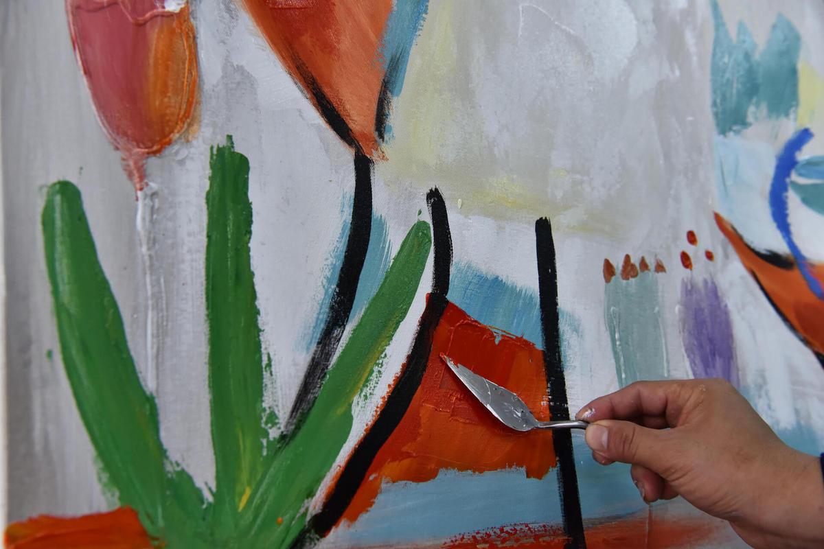 ÖLGEMÄLDE 100/75 cm - Multicolor, Holz/Textil (2.5/75cm) - KUNSTLOFT