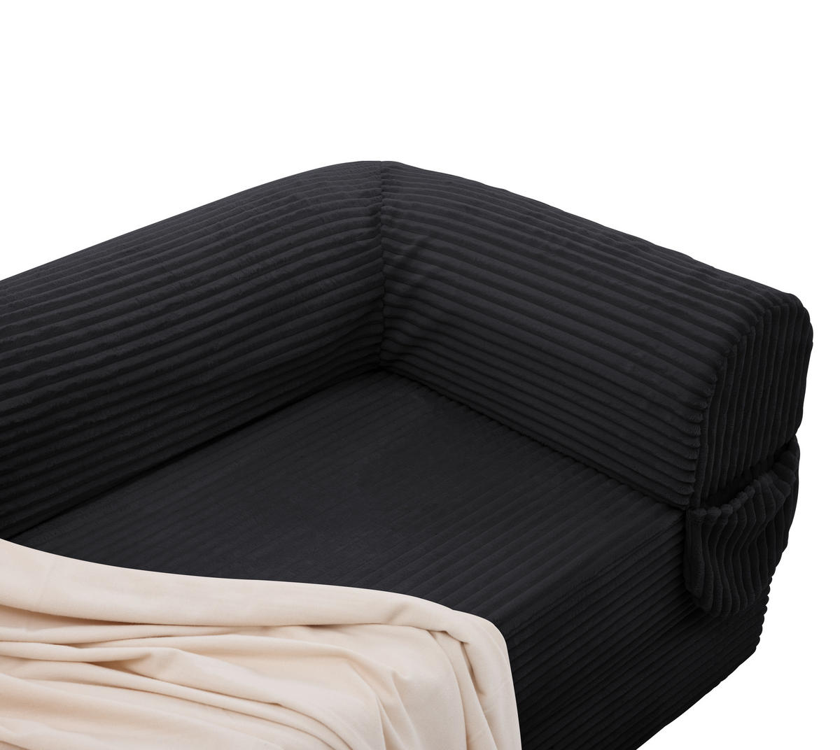 SCHLAFSOFA Cordstoff, 2-in-1 Klappsofa, 2-Sitzer, Sofabett 190×156 cm, Schwarz - Schwarz, Textil (190/65/78cm) - LVHOM