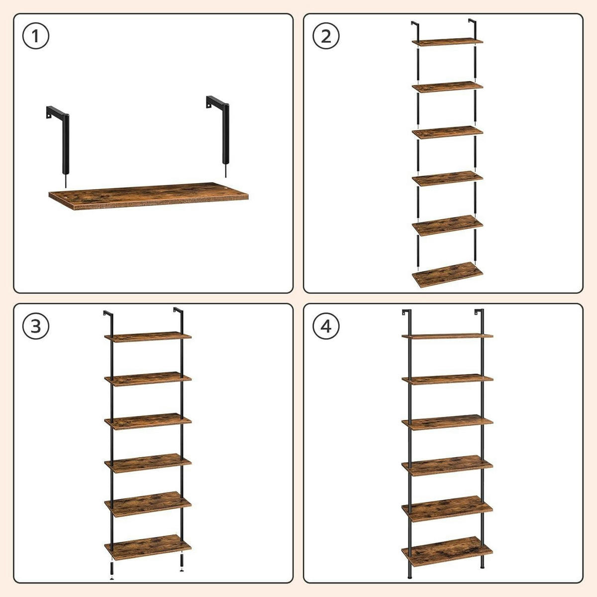 BÜCHERREGAL 6-stöckig Dunkelbraun 60 x 200,5 cm - Multicolor, Holzwerkstoff (60/200/24cm)