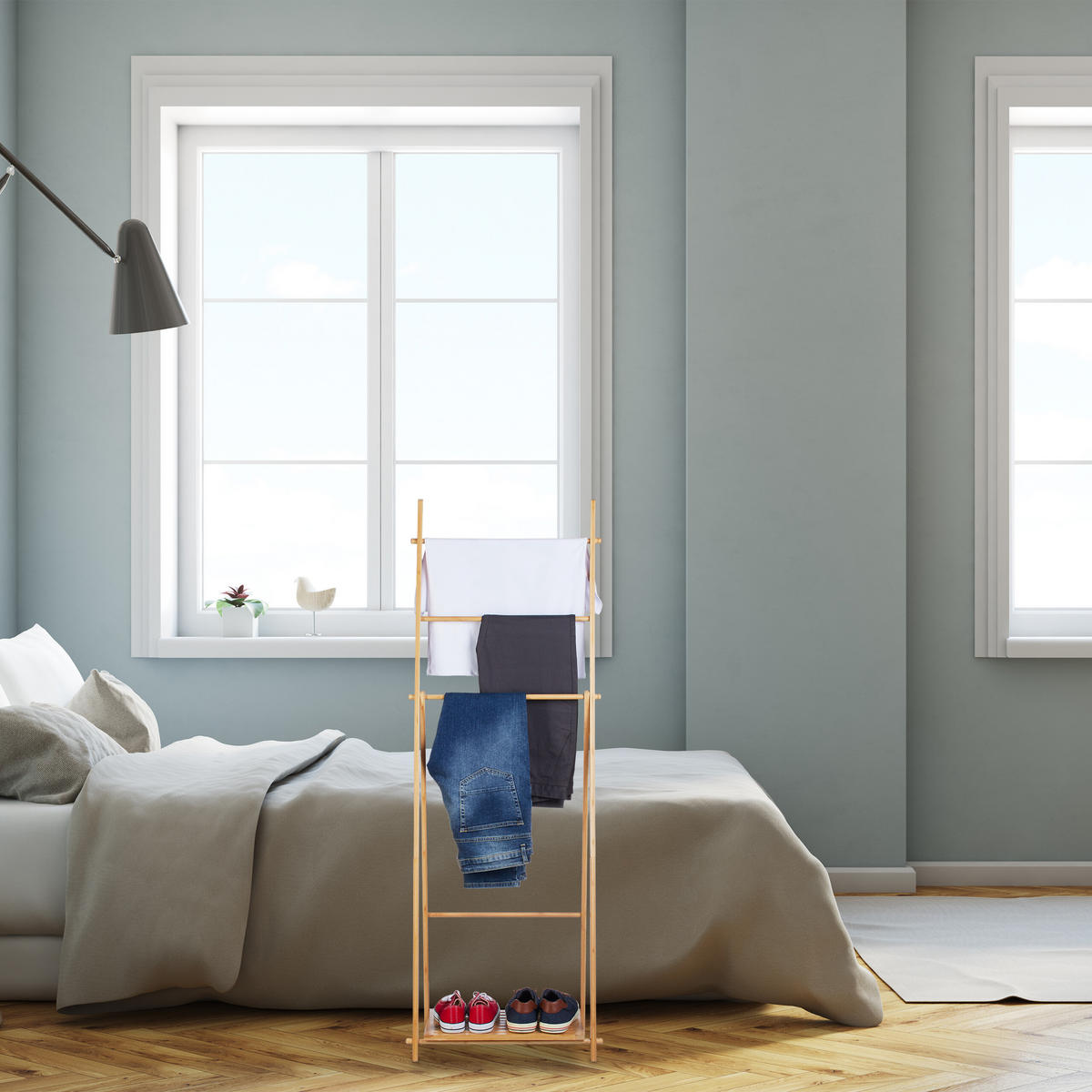 HANDTUCHSTÄNDER - Hellbraun, Holz (53/153/30cm) - Relaxdays