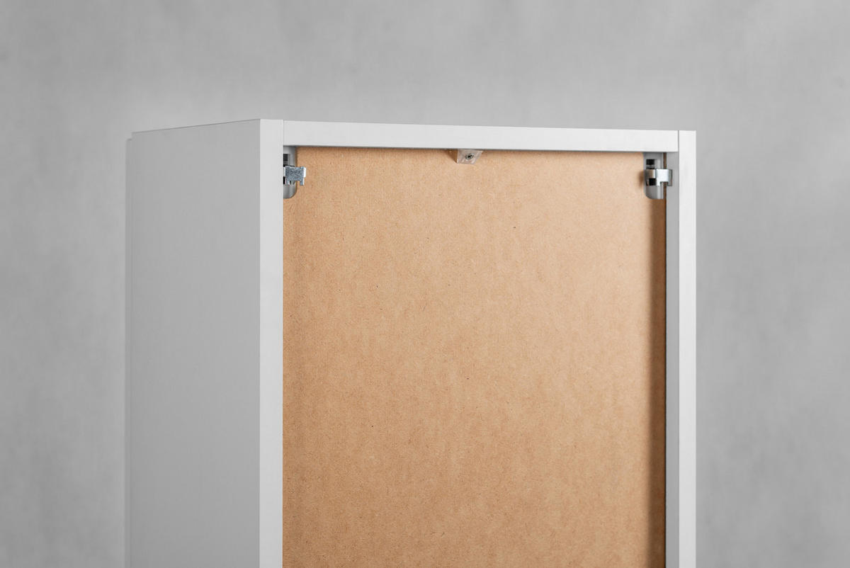 BADEZIMMERSCHRANK, weiß, 35 x 136 x 27 cm, schwarzer Griff - Schwarz/Weiß, Holzwerkstoff/Metall (35/136/27cm) - 3XE LIVING