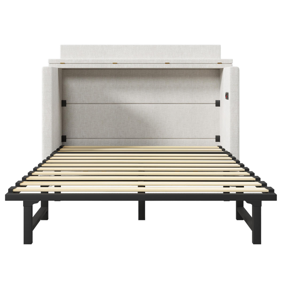 SCHRANKBETT 140/200 cm DE-04949, mit USB+Typ-C, Schublade und Ablagefach in Beige - Beige, Holzwerkstoff (140/200cm) - ComfortXL