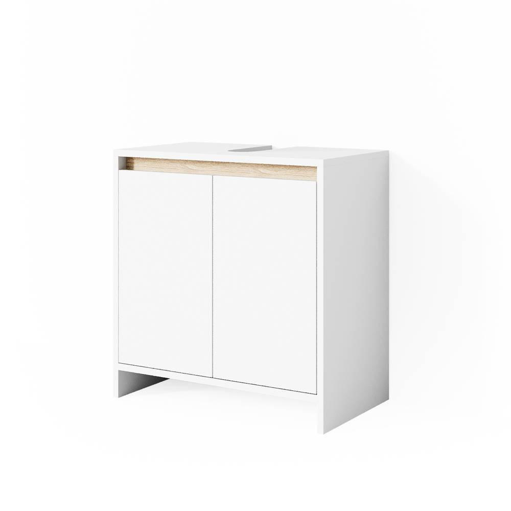WASCHBECKENUNTERSCHRANK Emma Weiß/Sonoma 58 x 60 cm - Weiß, Holzwerkstoff (58/60/33cm) - Vicco
