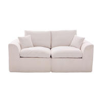 2-SITZER SOFA Cord Beige mit Kissen - Beige, Textil (204/84/102.5cm) - WISHDOR