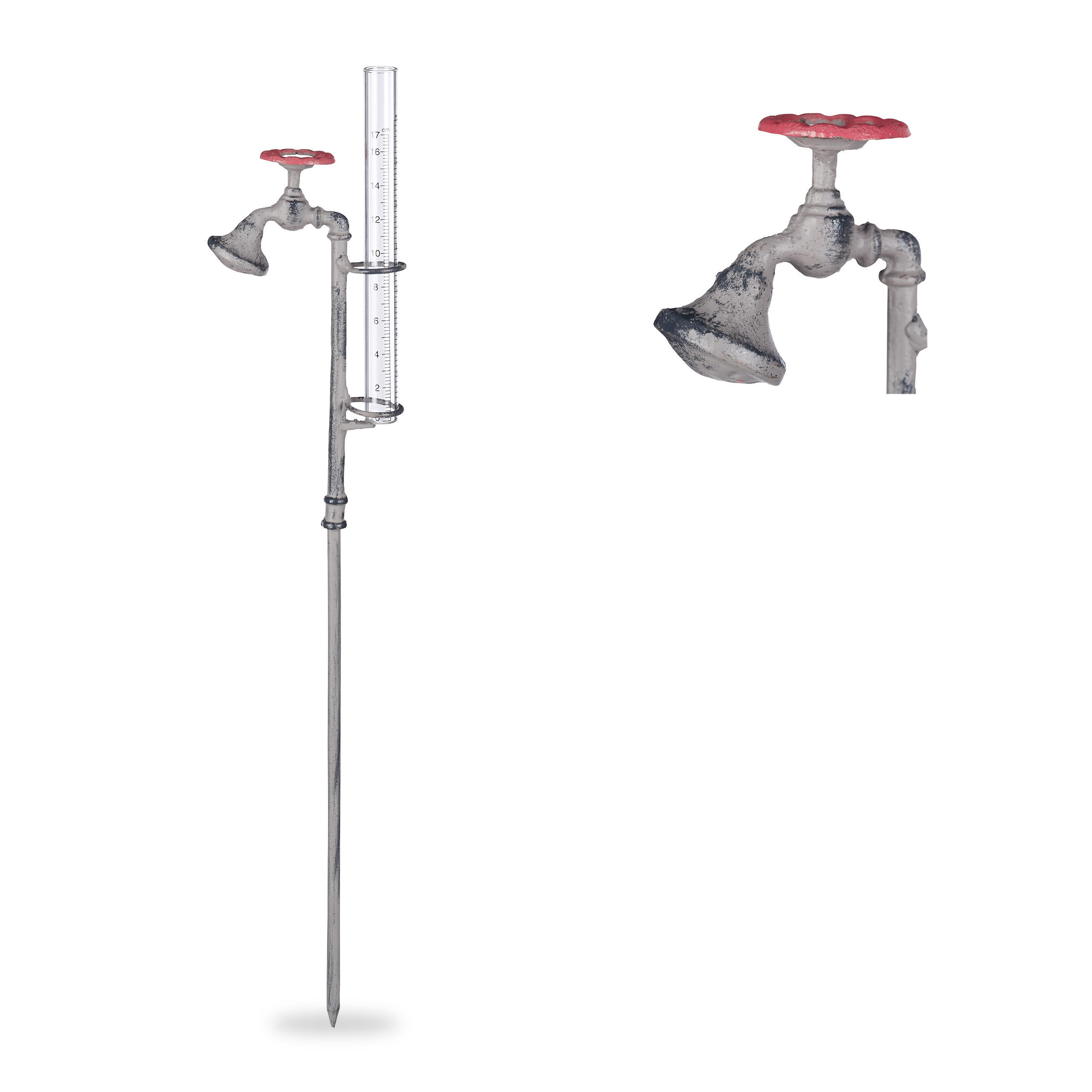 REGENMESSER Wasserhahn - Grau, Glas/Metall (1.5/58.5cm) - Relaxdays
