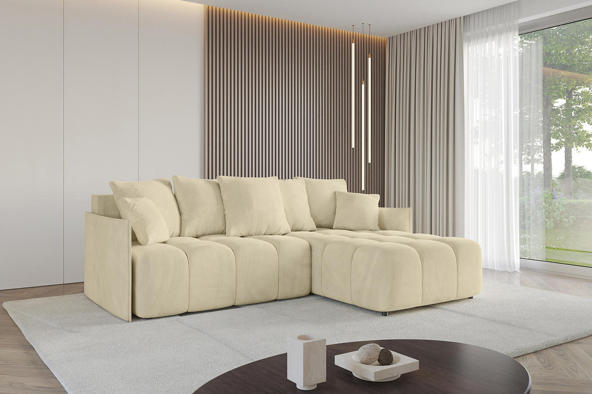 ECKSOFA Ottomane rechts LONLI-L 251x189x68 Taupe Velours - Taupe, Holzwerkstoff/Kunststoff (189/251cm) - ALTDECOR