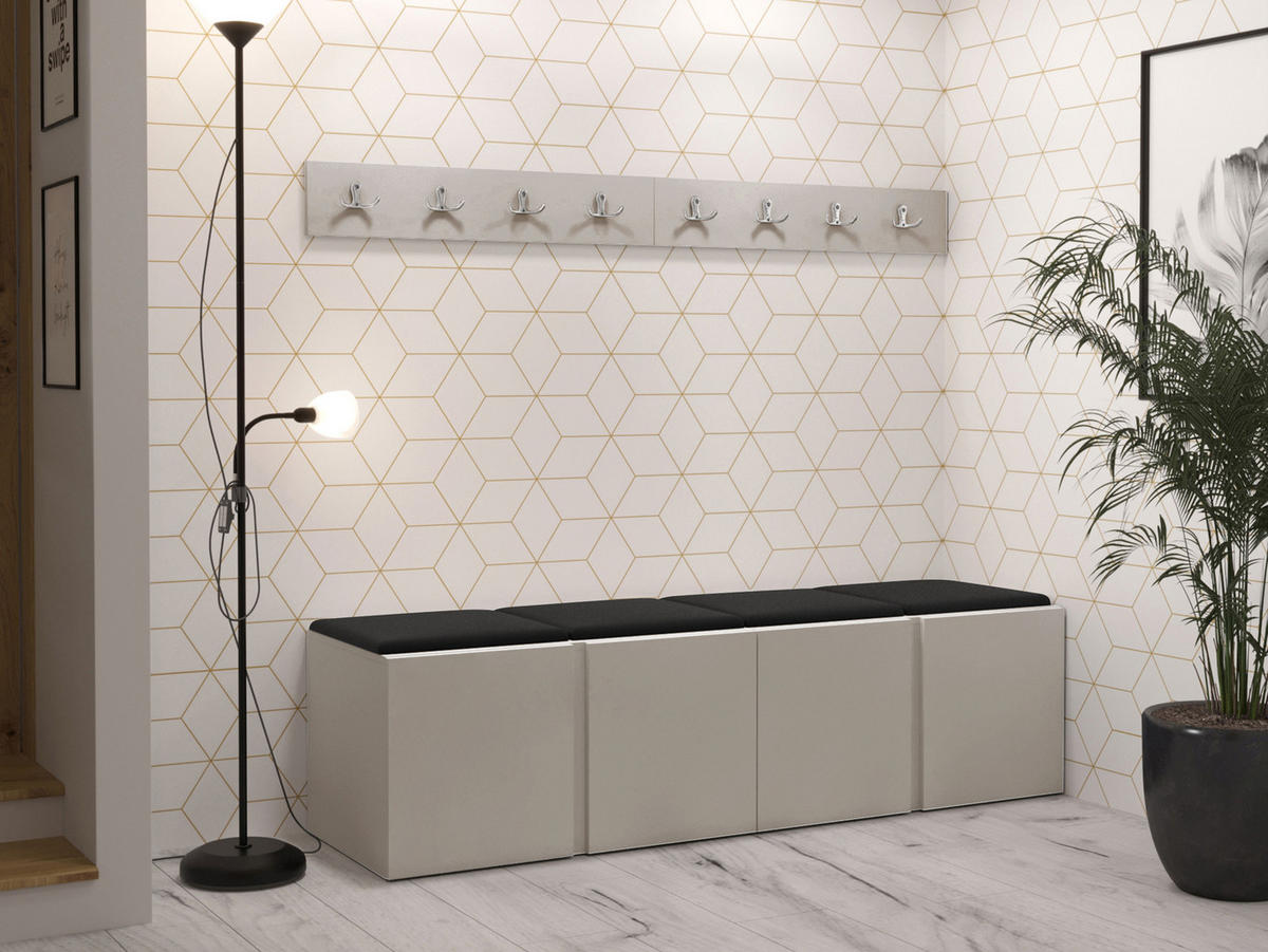 GARDEROBEN-SET Orion VII - Kaschmir/Schwarz, Holzwerkstoff/Kunststoff (168/42/46cm) - MIRJAN24