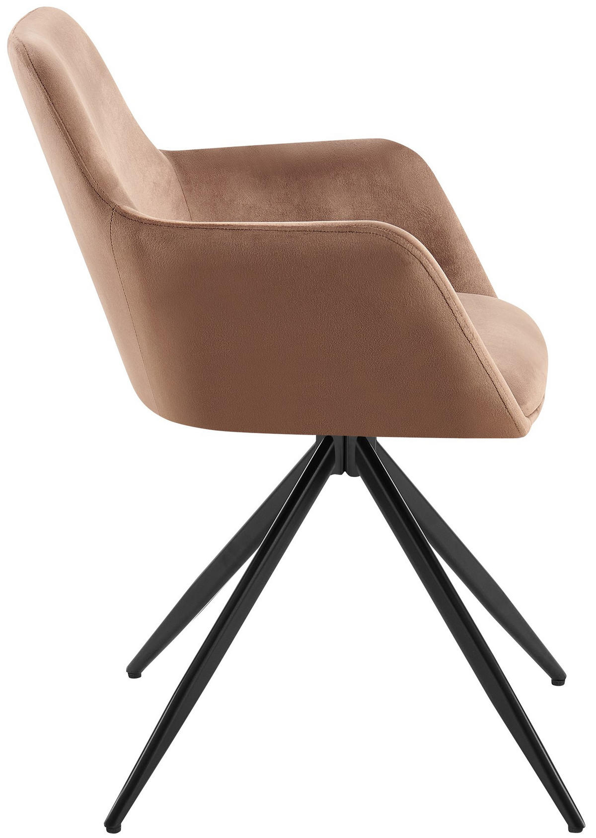 ARMLEHNENSTUHL Samt braun - Schwarz/Braun, Textil/Metall (56/81/62cm) - CLP