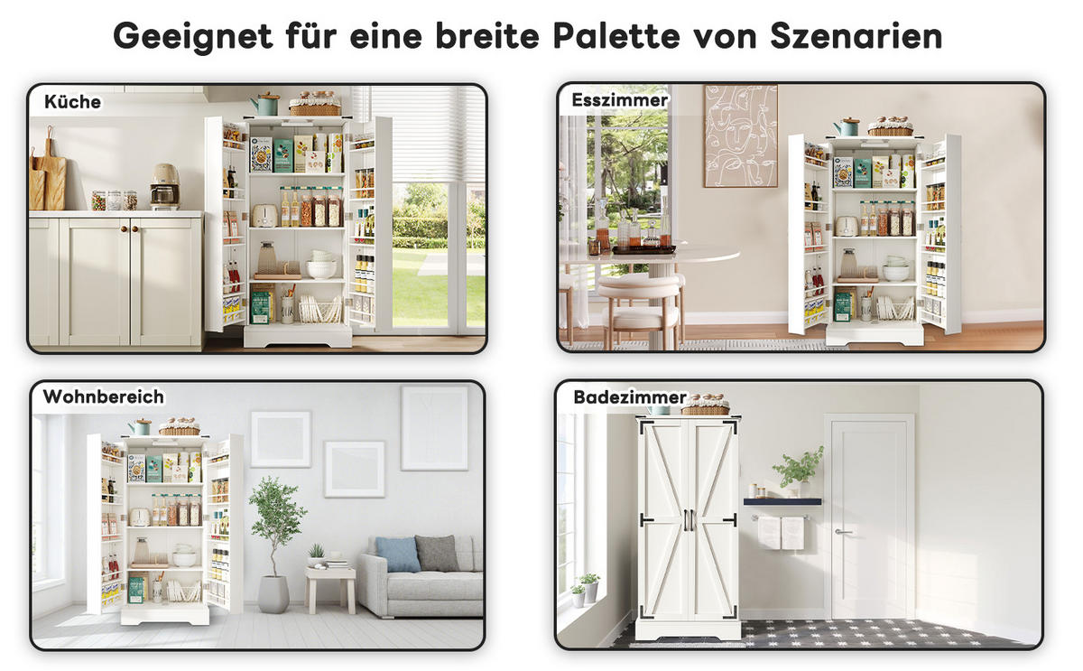 BUFFETSCHRANK Weiß 60/35/129 cm - Weiß, Holz (60/129/35cm) - PANGIVO