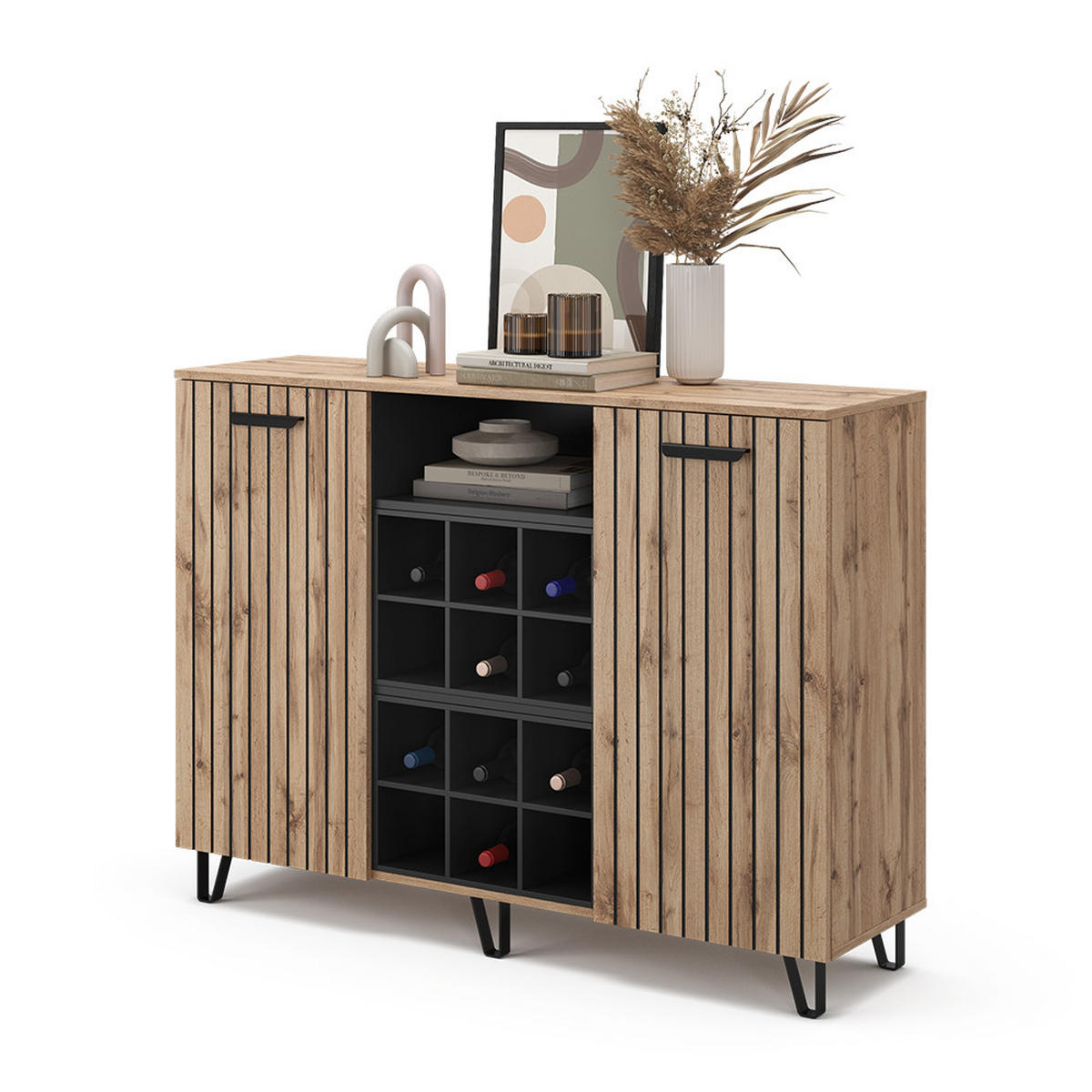 KOMMODE Amber Braun 133.6 x 100 cm mit 2 Türen - Braun, Holzwerkstoff (38/100/133.6cm) - Vicco