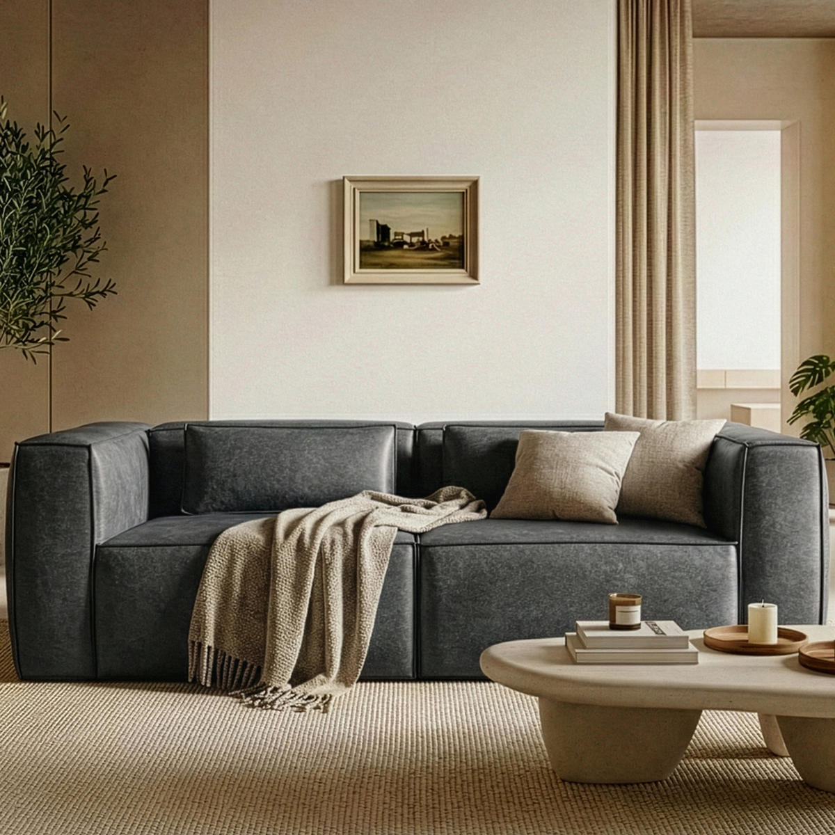 3-SITZER SOFA FEROX, Dunkelgrau - Dunkelgrau, Holz/Holzwerkstoff (240/73/96cm) - KONSIMO®