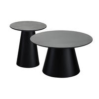 COUCHTISCHE 2er Set Dunkelgrau - Schwarz/Grau, Leder/Holzwerkstoff (88/83/107cm) - Furnhouse