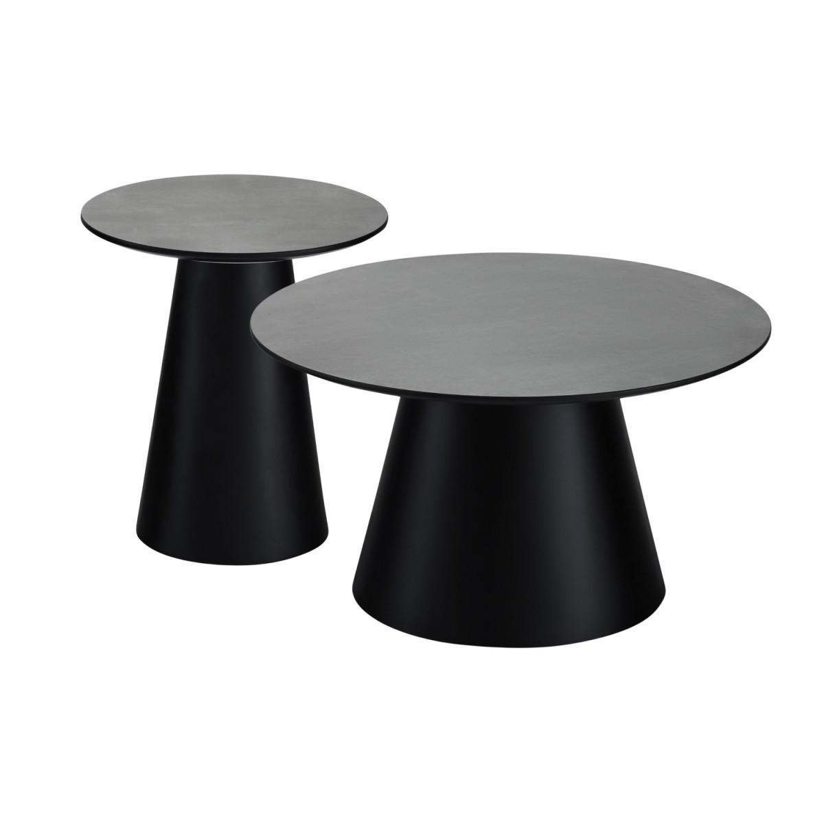 COUCHTISCHE 2er Set Dunkelgrau - Schwarz/Grau, Leder/Holzwerkstoff (88/83/107cm) - Furnhouse