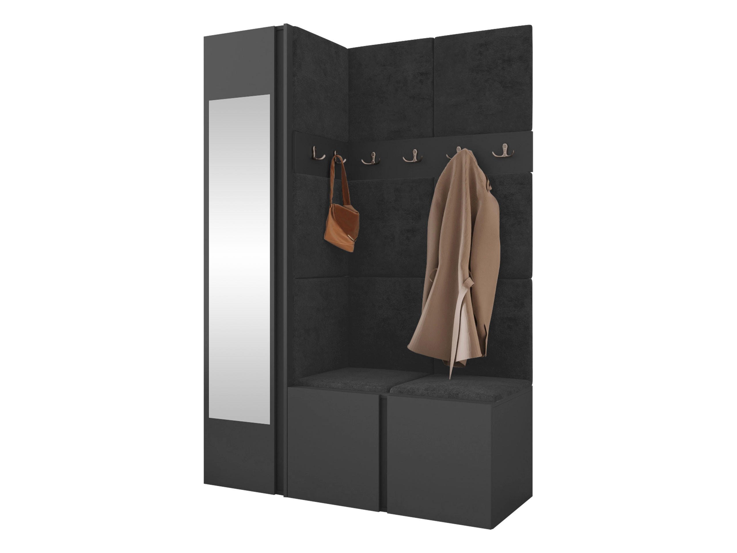 MOBILIER PENTRU HOL Orion X - grafit/antracit, material plastic/compozit lemnos (124/186/46cm) - MIRJAN24