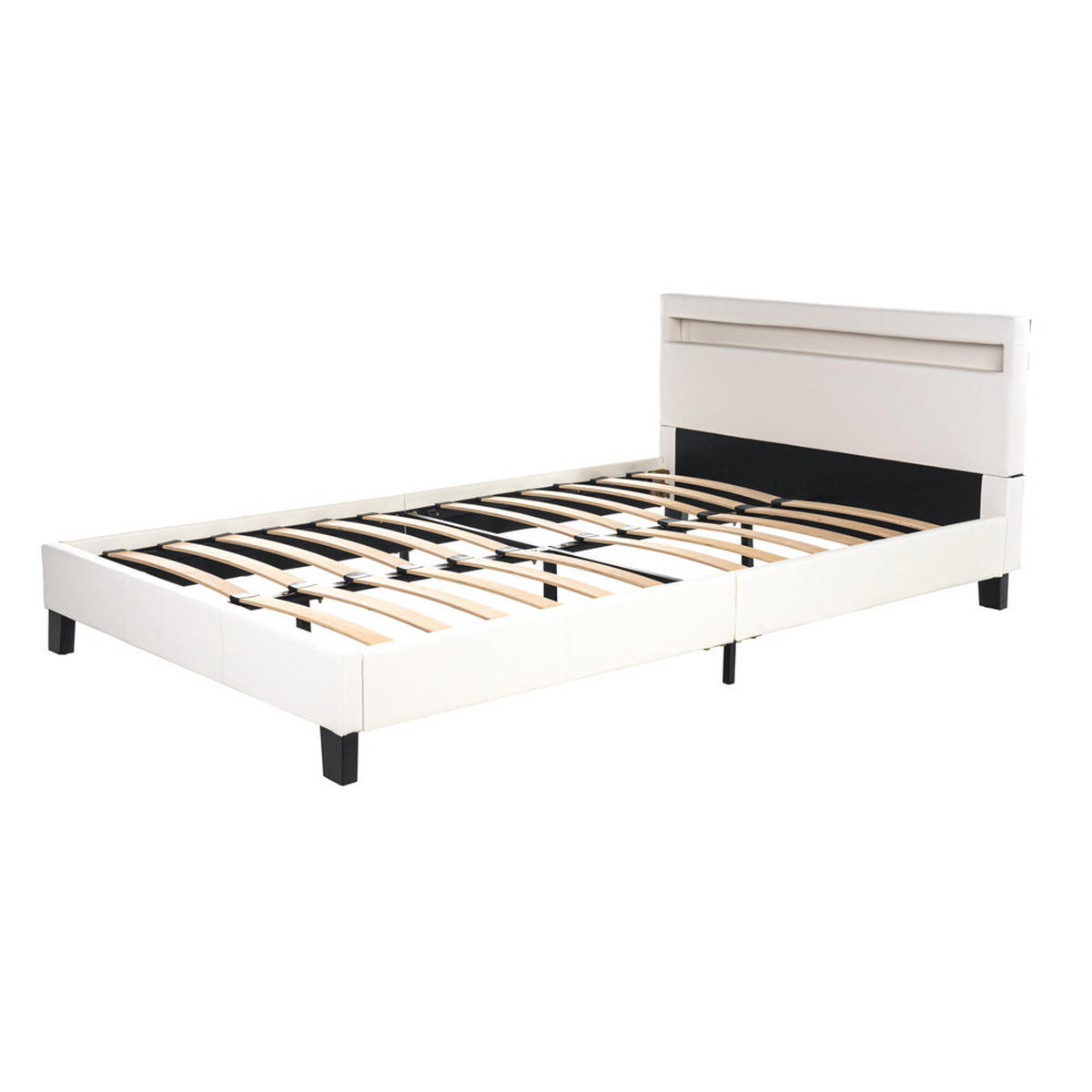 LED BETT ASTRO - Weiß, 140 x 200 cm - Weiß, Kunststoff - Home Deluxe