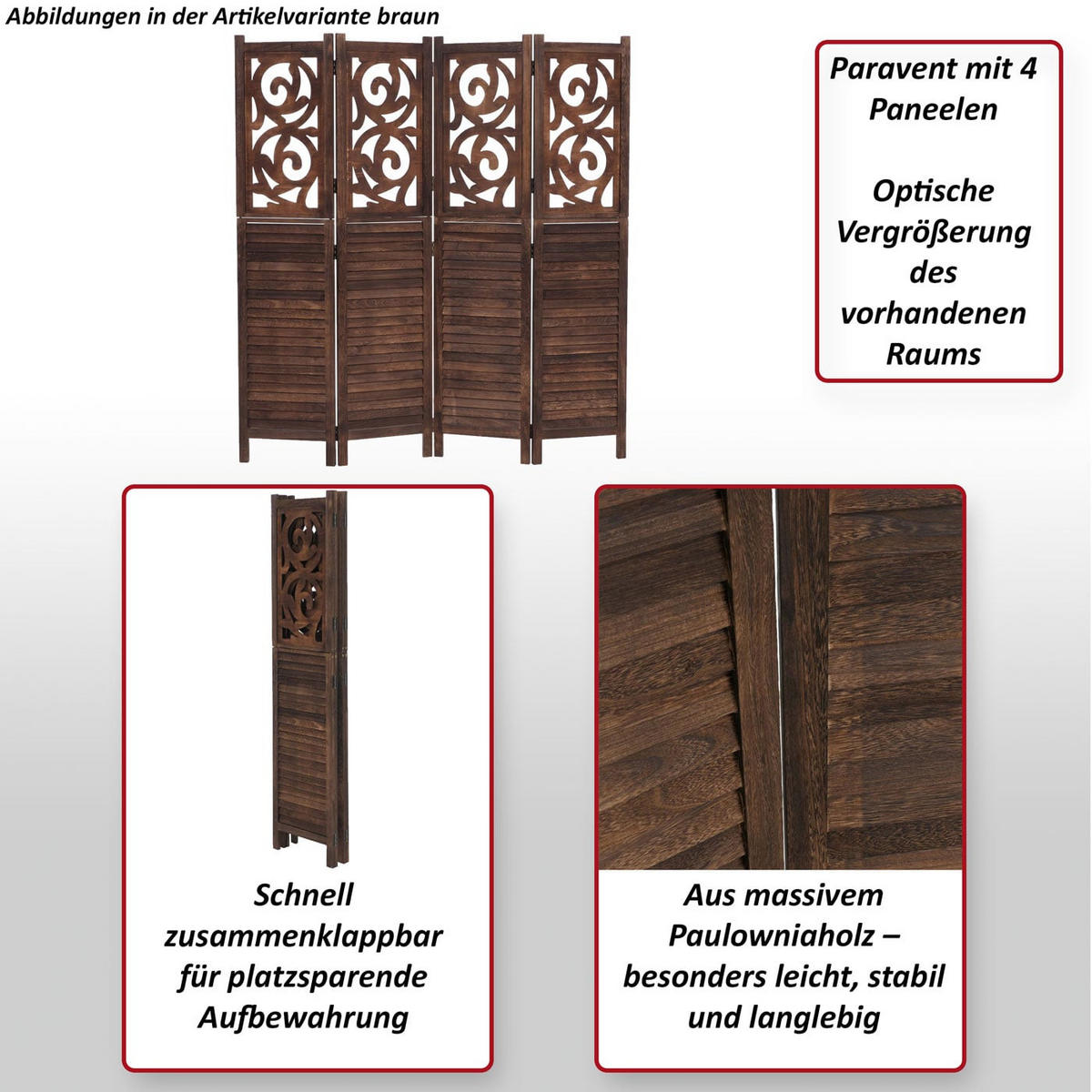 PARAVENT Grün - Grün, Holz (160/170/2cm) - MCW