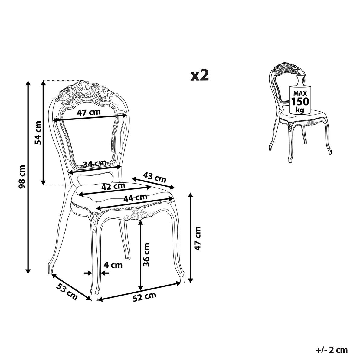 ÉTKEZŐSZÉK 2 darabos Szett Műanyag Fekete Vermont - fekete, műanyag (52/98/53cm) - Beliani